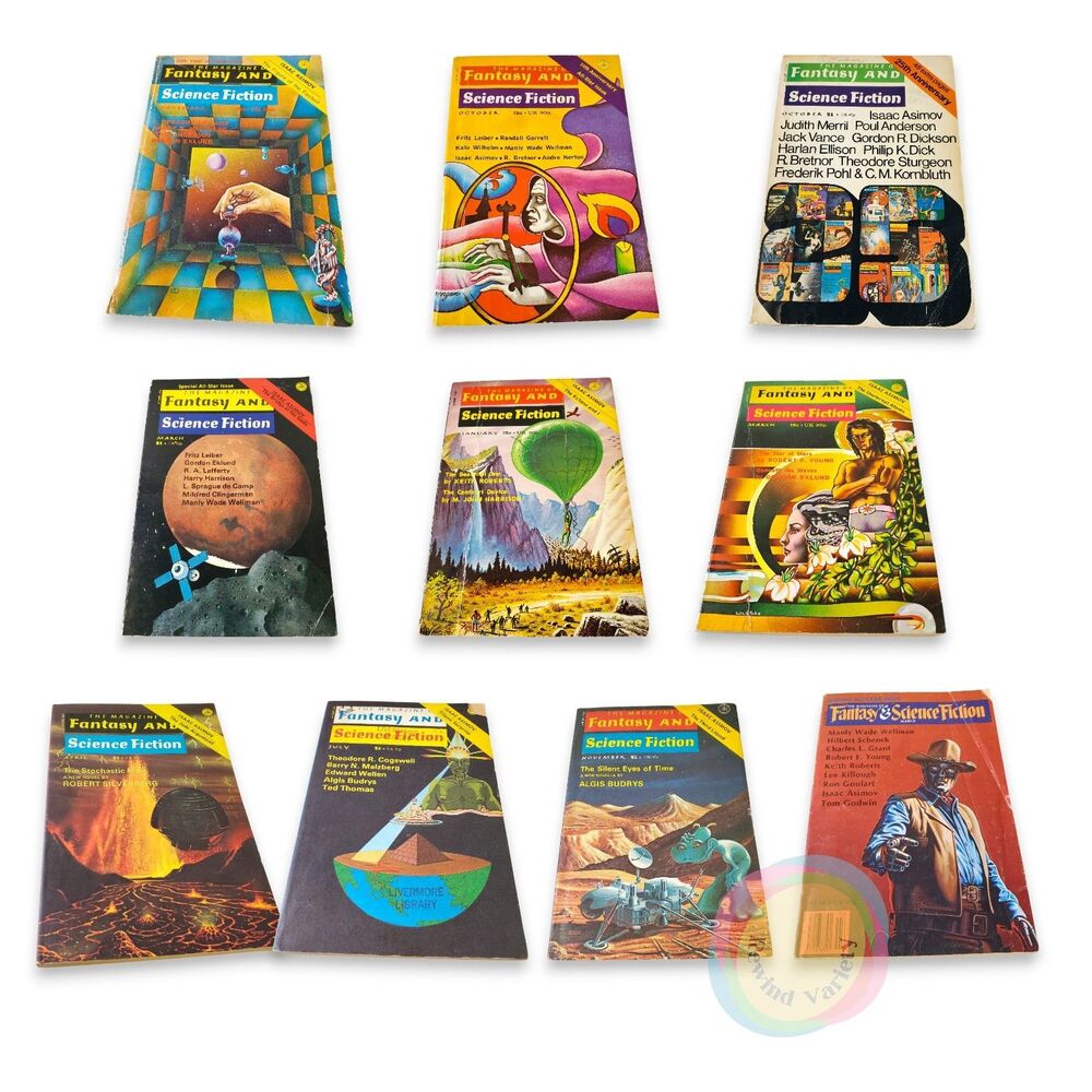 Vtg Fantasy & Science Fiction F&SF Magazine Lot 10 1970s Asimov